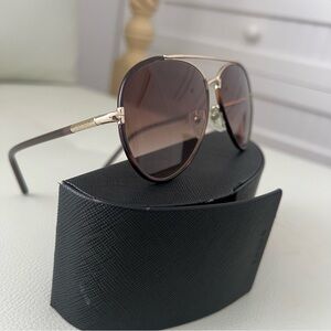 Prada Brown and Gold aviator Sunglasses